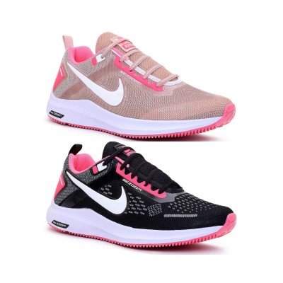 Kit 2 Tênis Nike Zoom Nude e Preto Rosa